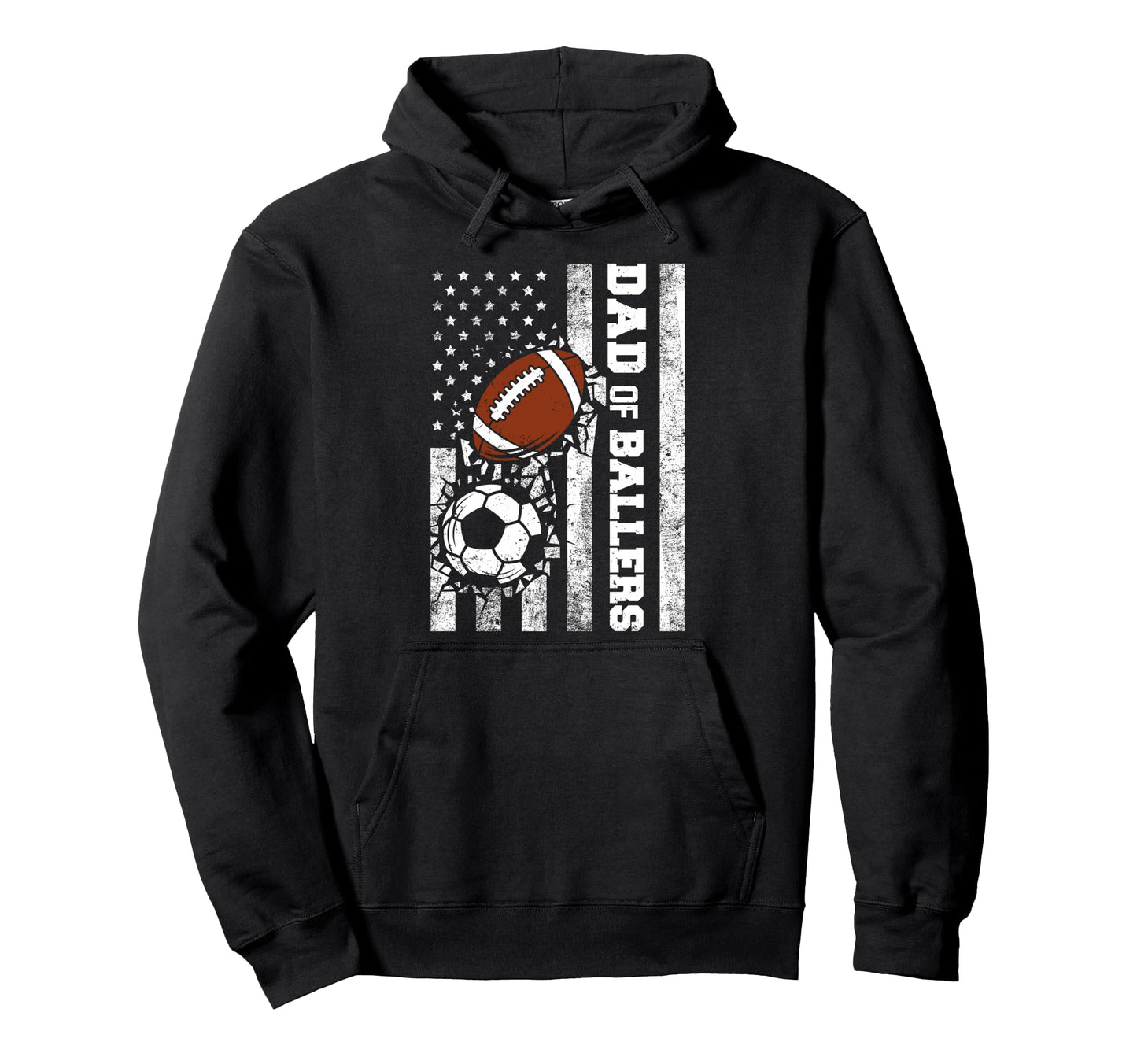 Dad Ballers Funny Usa Flag Soccer Football Hoodie - Trendy Graphic Unisex - T-Shirt, Sweatshirt, Hoodie