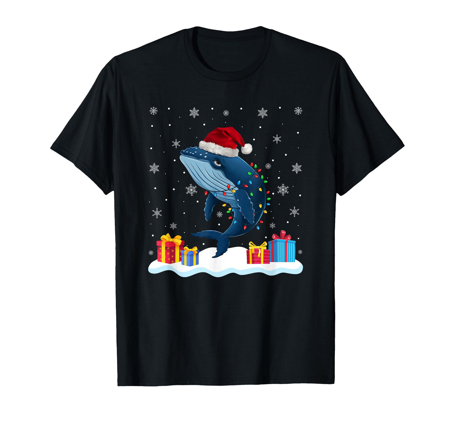 Whale Santa Hat Tree Light Pajama T-Shirt - Novelty Apparel for Adults - T-Shirt, Sweatshirt, Hoodie