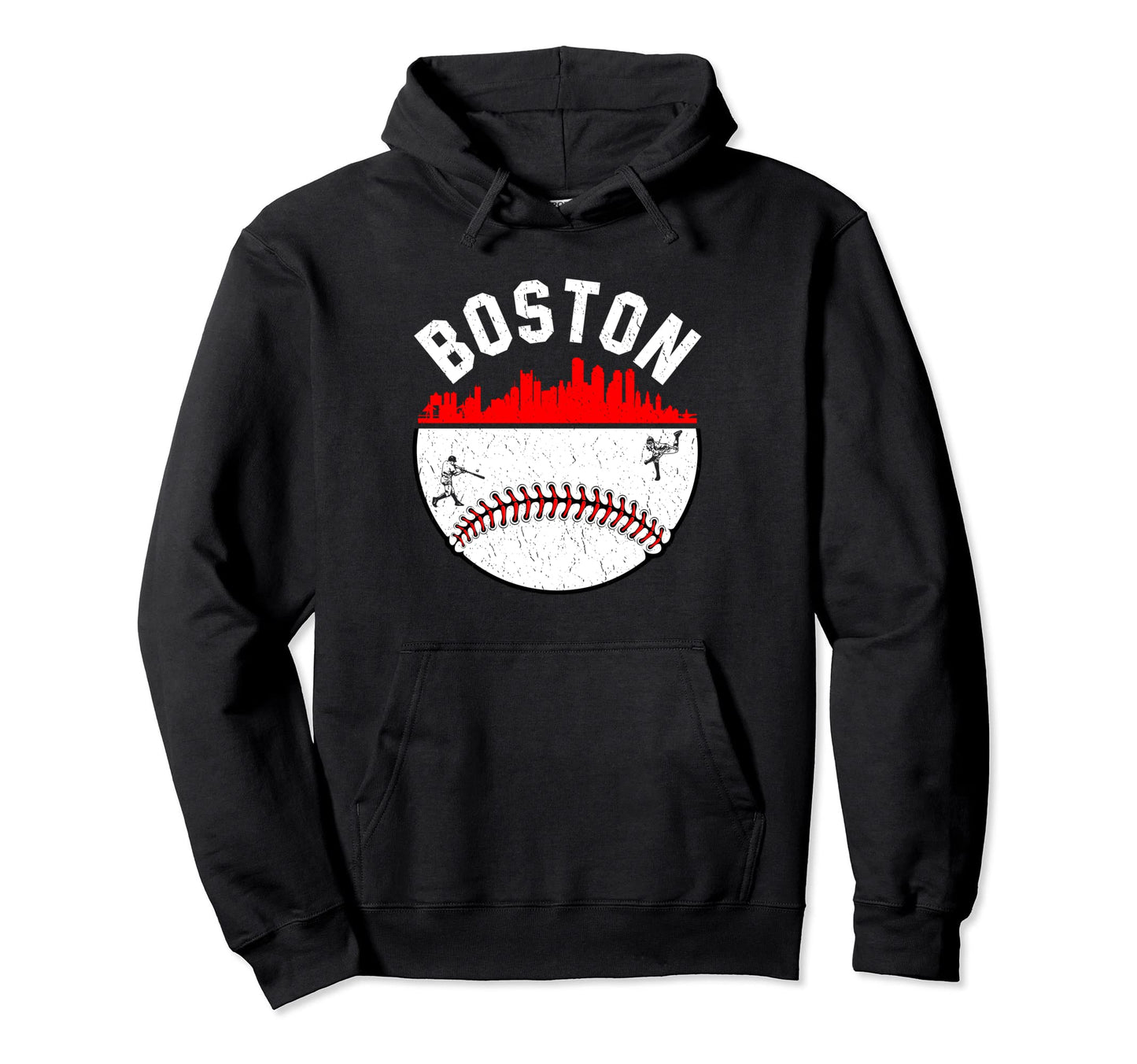 Boston Cityscape Baseball Distressed Mom Hoodie - Streetwear Style Unisex - T-Shirt, Sweatshirt, Hoodie