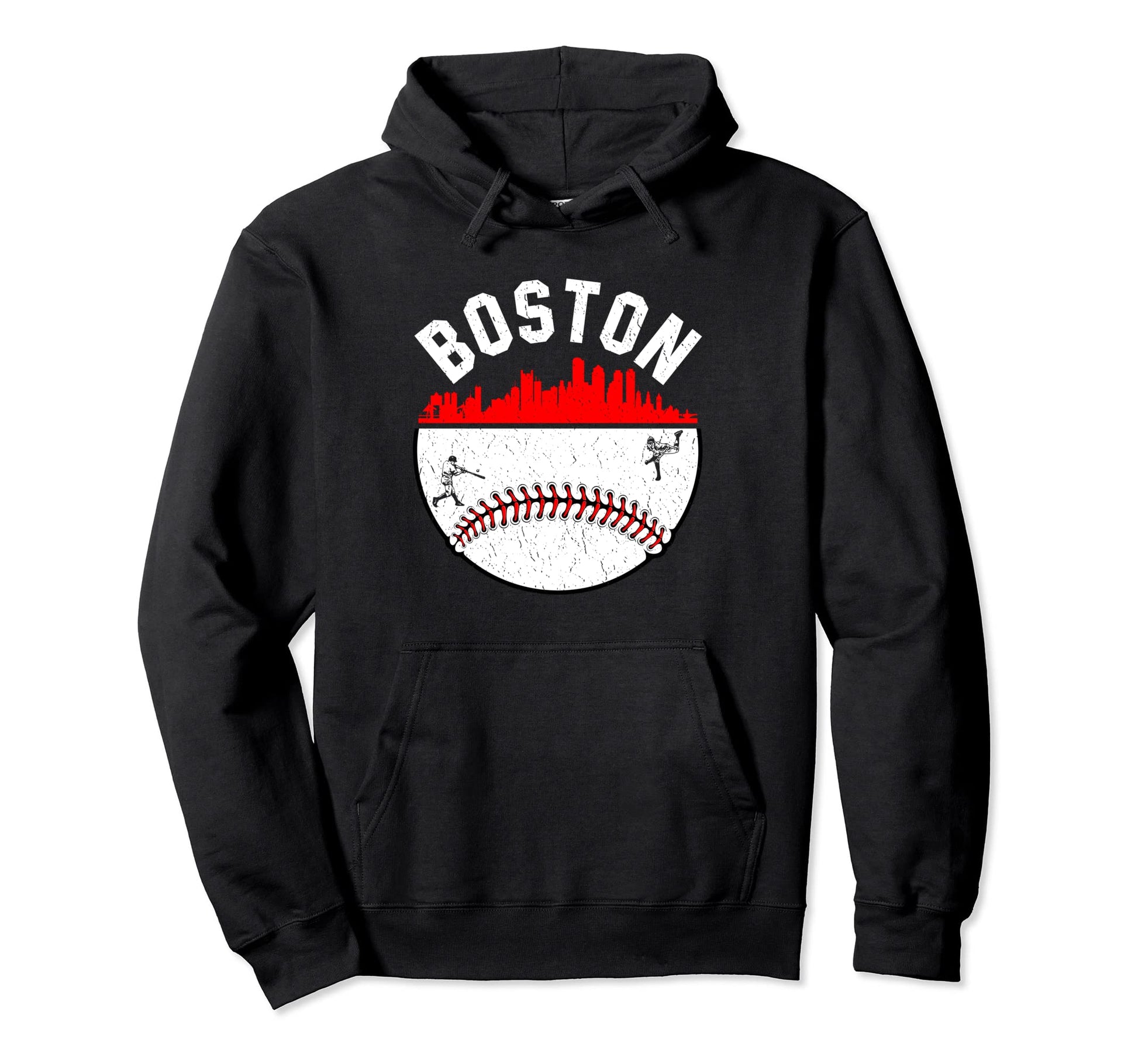Boston Cityscape Baseball Distressed Mom Hoodie - Streetwear Style Unisex - T-Shirt, Sweatshirt, Hoodie