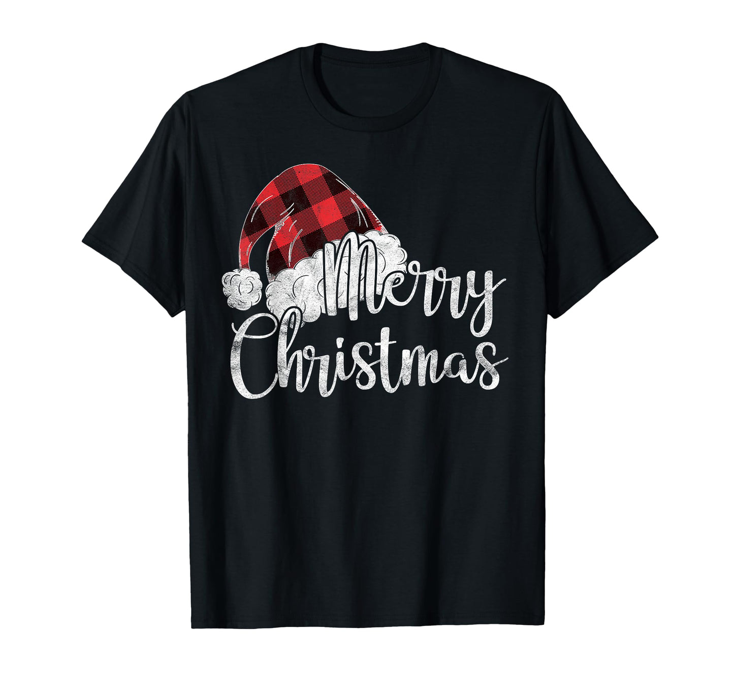 Merry Gift Plaid Santas Hat Funny T-Shirt - Casual Everyday Wear Unisex - T-Shirt, Sweatshirt, Hoodie