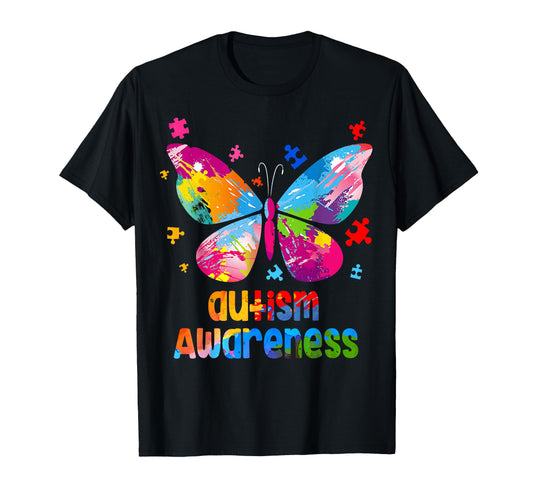 Autism Awareness Colorful Butterfly T-Shirt - Trendy Graphic Men Women - T-Shirt, Sweatshirt, Hoodie