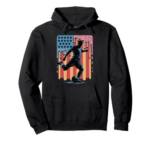 American Usa Flag Ice Cream Drip Game Hoodie - Streetwear Style Unisex - T-Shirt, Sweatshirt, Hoodie