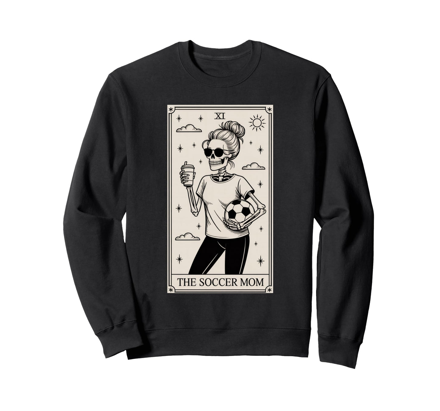 Soccer Mom Skeleton Tarot Card Sweatshirt - Aesthetic Graphic Men Women - T-Shirt, Sweatshirt, Hoodie