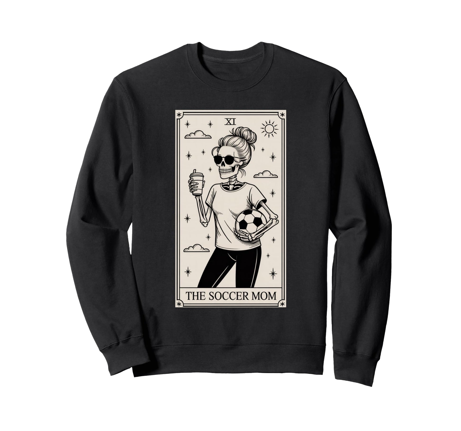 Soccer Mom Skeleton Tarot Card Sweatshirt - Aesthetic Graphic Men Women - T-Shirt, Sweatshirt, Hoodie