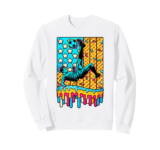 4Th July Ice Cream Drip Soccer Sweatshirt - Custom Art Print for Adults - T-Shirt, Sweatshirt, Hoodie