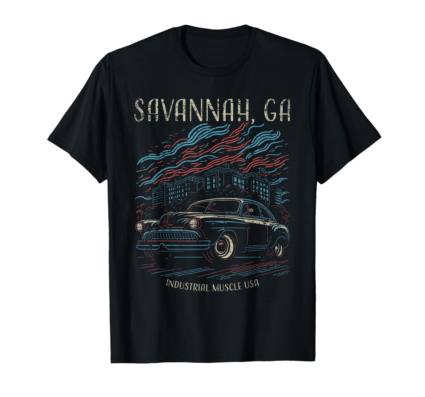 Savannah Ga Usa Car Industrial Muscle T-Shirt - Aesthetic Graphic Men Women - T-Shirt, Sweatshirt, Hoodie