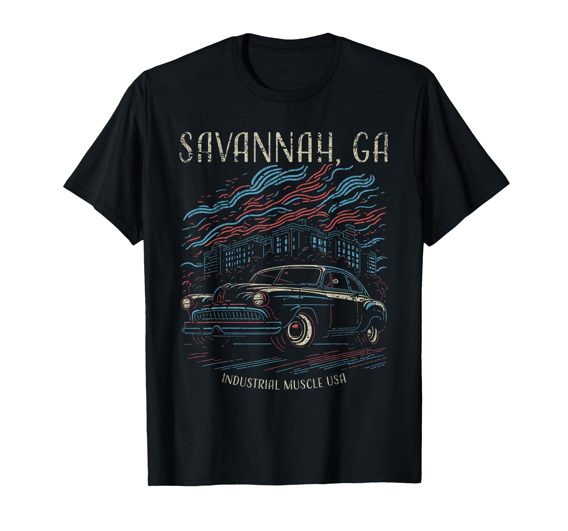 Savannah Ga Usa Car Industrial Muscle T-Shirt - Aesthetic Graphic Men Women - T-Shirt, Sweatshirt, Hoodie
