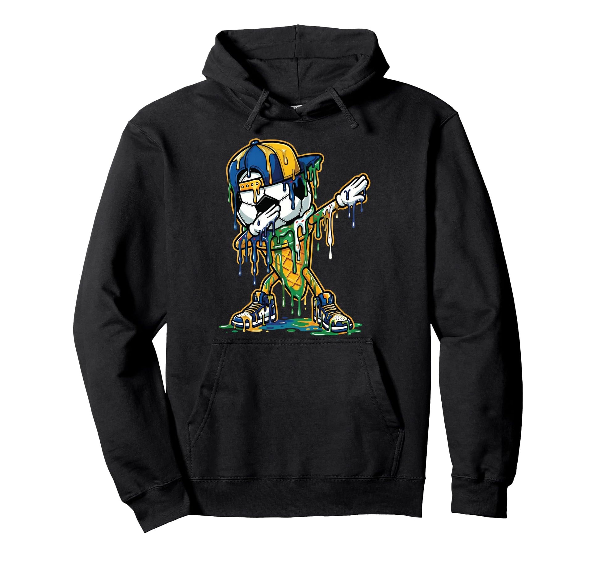 Soccer Ice Cream Dripping Dabbing Soccer Drip Hoodie - Graphic Print Unisex - T-Shirt, Sweatshirt, Hoodie