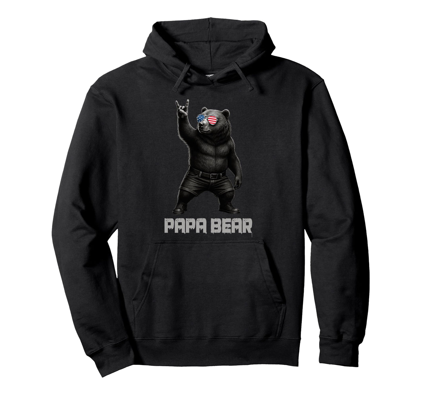 Papa Bear Grizzly Bear Rock Gesture Hoodie - Trendy Graphic Unisex - T-Shirt, Sweatshirt, Hoodie
