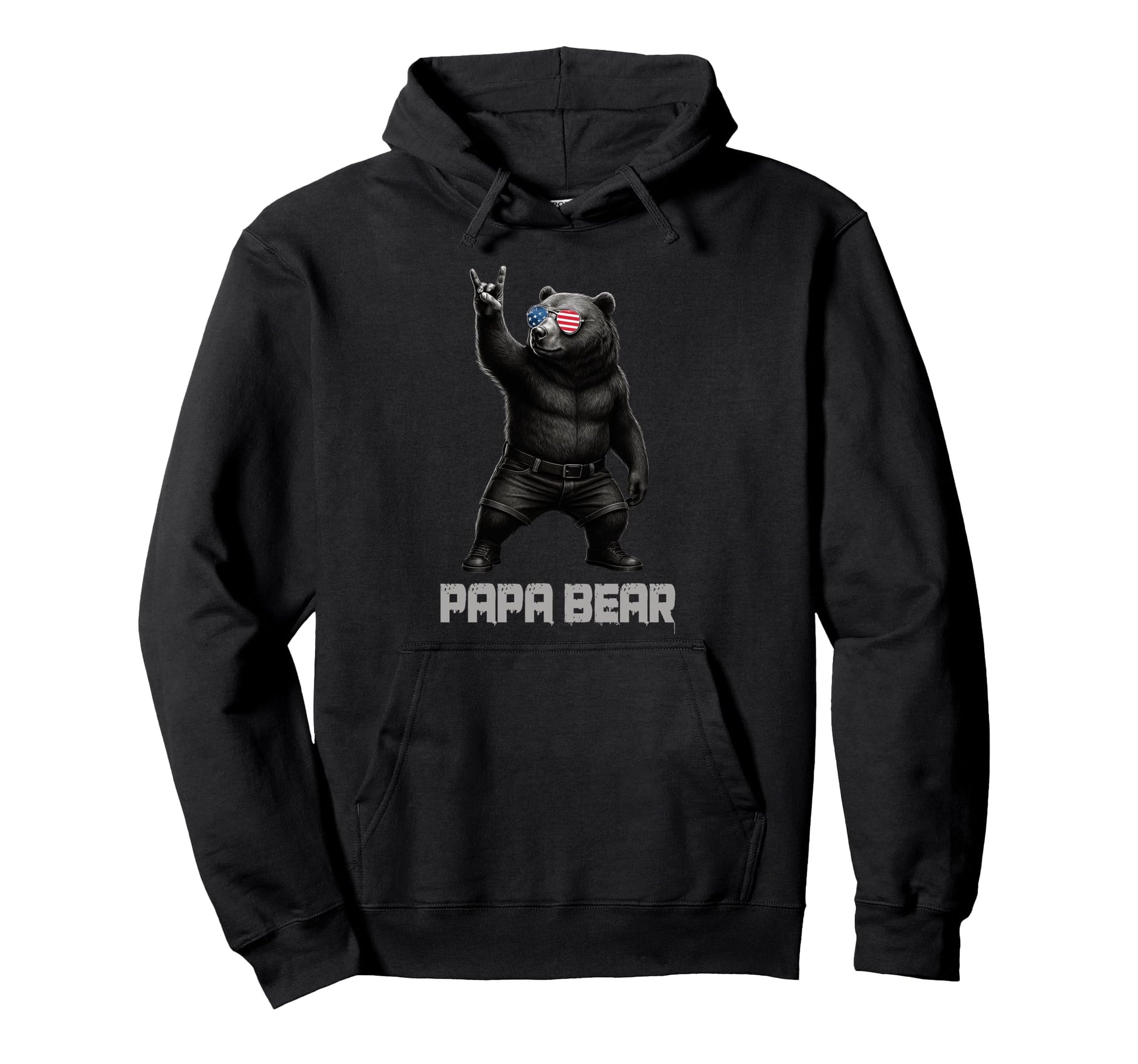 Papa Bear Grizzly Bear Rock Gesture Hoodie - Trendy Graphic Unisex - T-Shirt, Sweatshirt, Hoodie