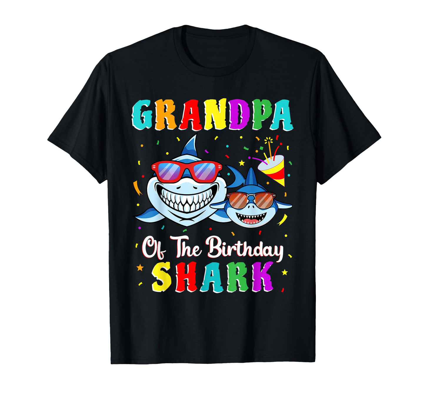 Grandpa Shark Birthday Family T-Shirt - Custom Art Print for Adults - T-Shirt, Sweatshirt, Hoodie