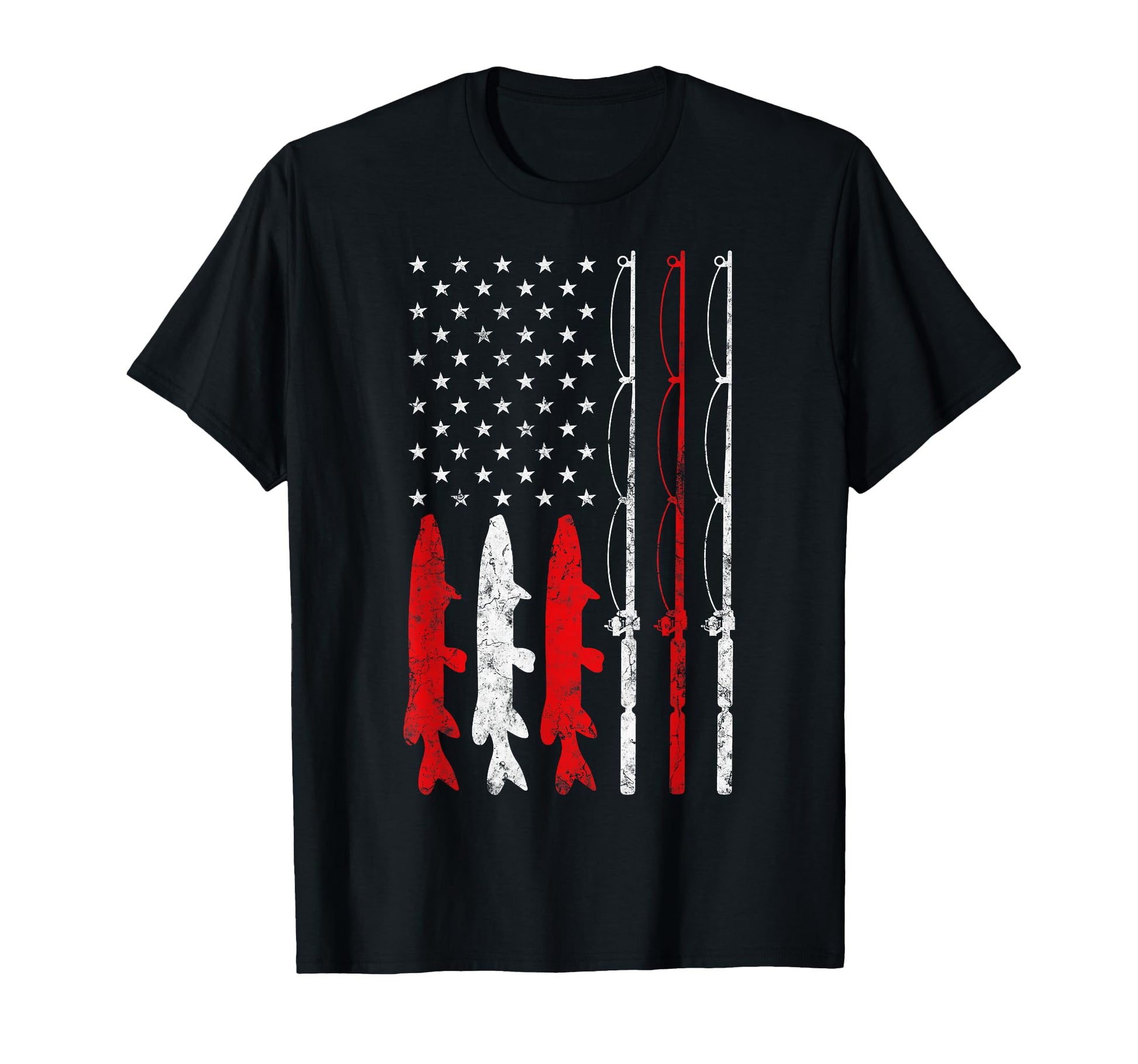 Fishing Rod American Flag Fishing Gift T-Shirt - Aesthetic Graphic Unisex - T-Shirt, Sweatshirt, Hoodie