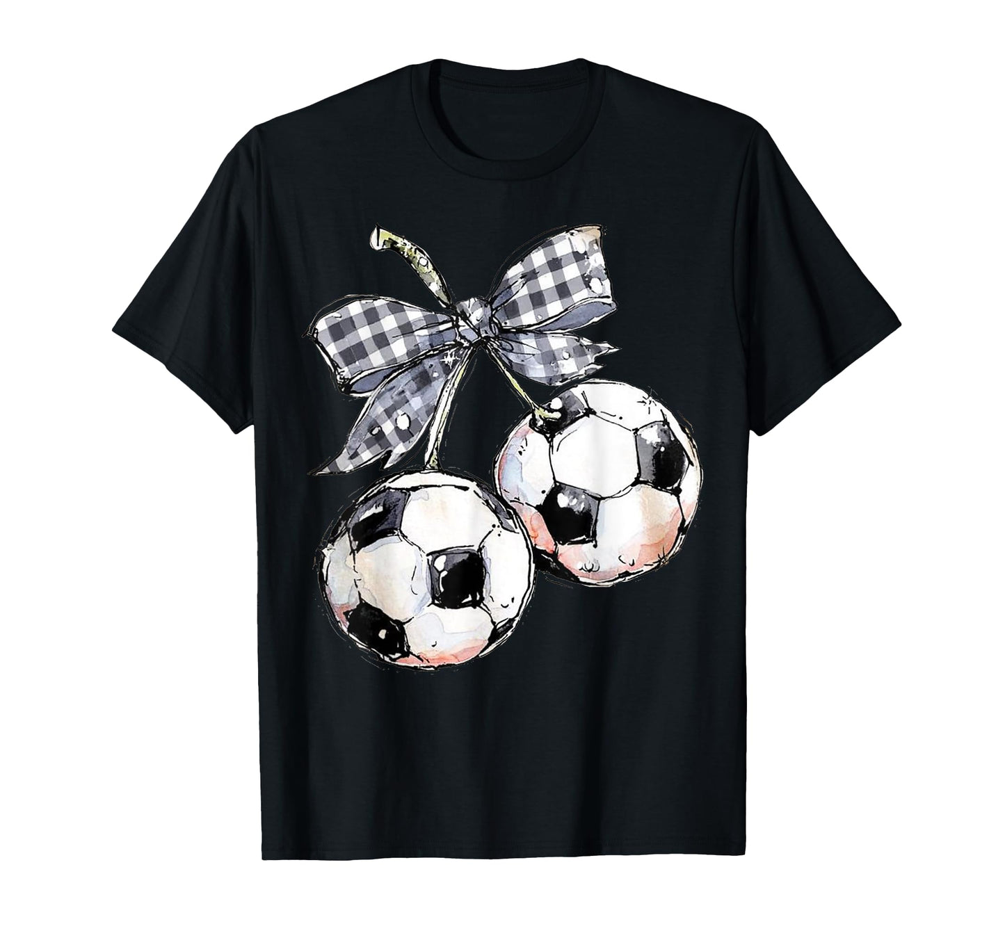 Cherries Soccer Checkered Coquette T-Shirt - Casual Everyday Wear Unisex - T-Shirt, Sweatshirt, Hoodie
