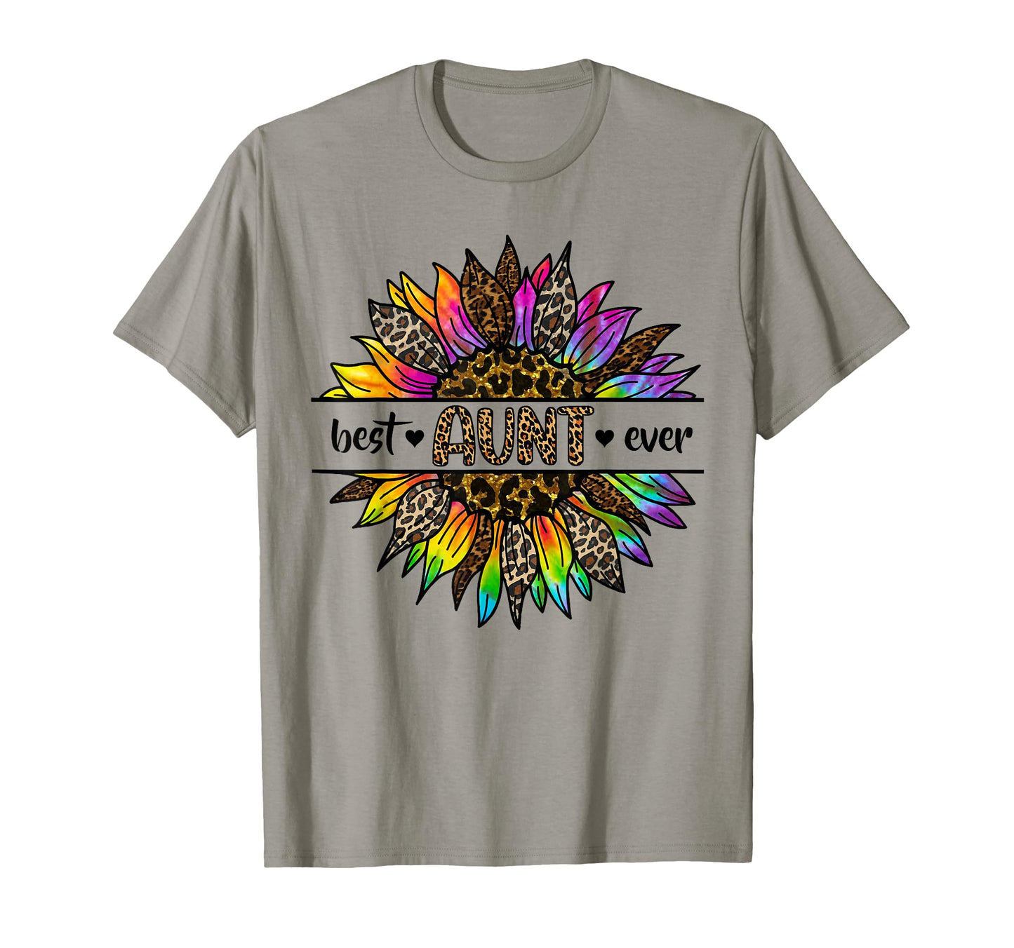 Best Aunt Ever Sunflower Leopard Funny T-Shirt - Novelty Apparel Unisex - T-Shirt, Sweatshirt, Hoodie