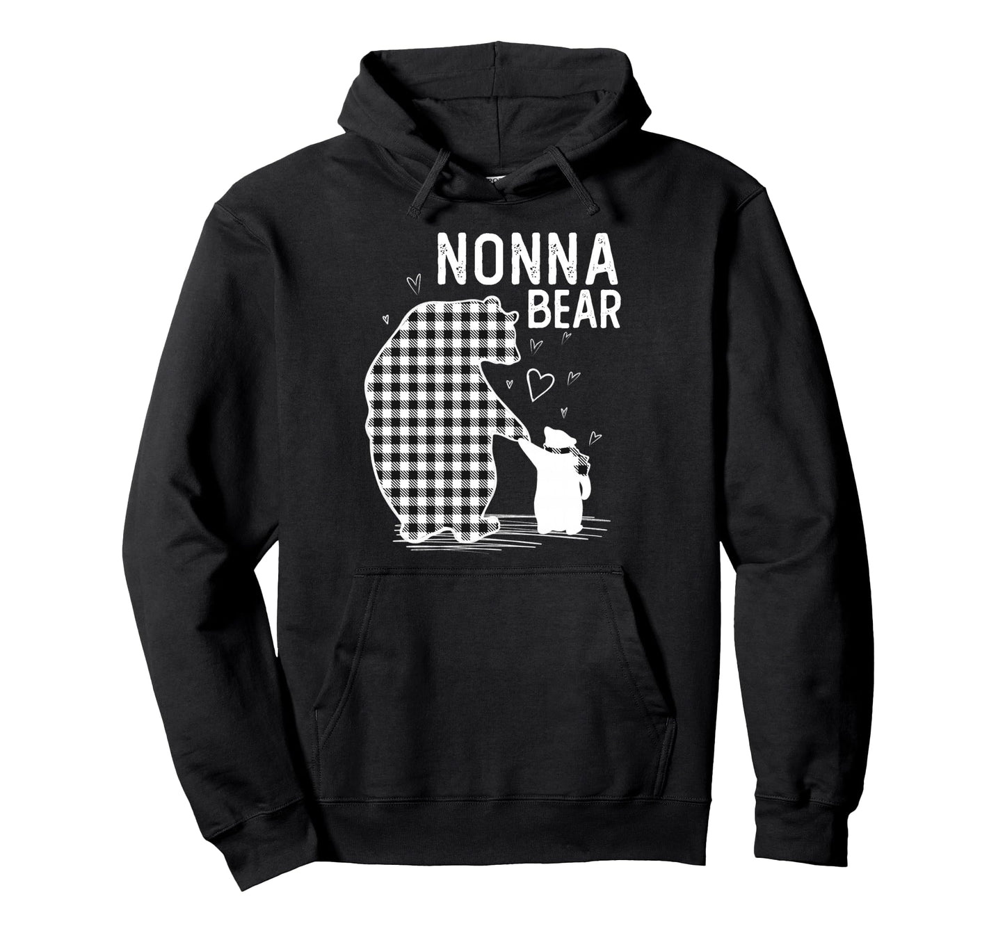 Nonna Bear Pajama Grey Buffalo Plaid Hoodie - Trendy Graphic Men Women - T-Shirt, Sweatshirt, Hoodie