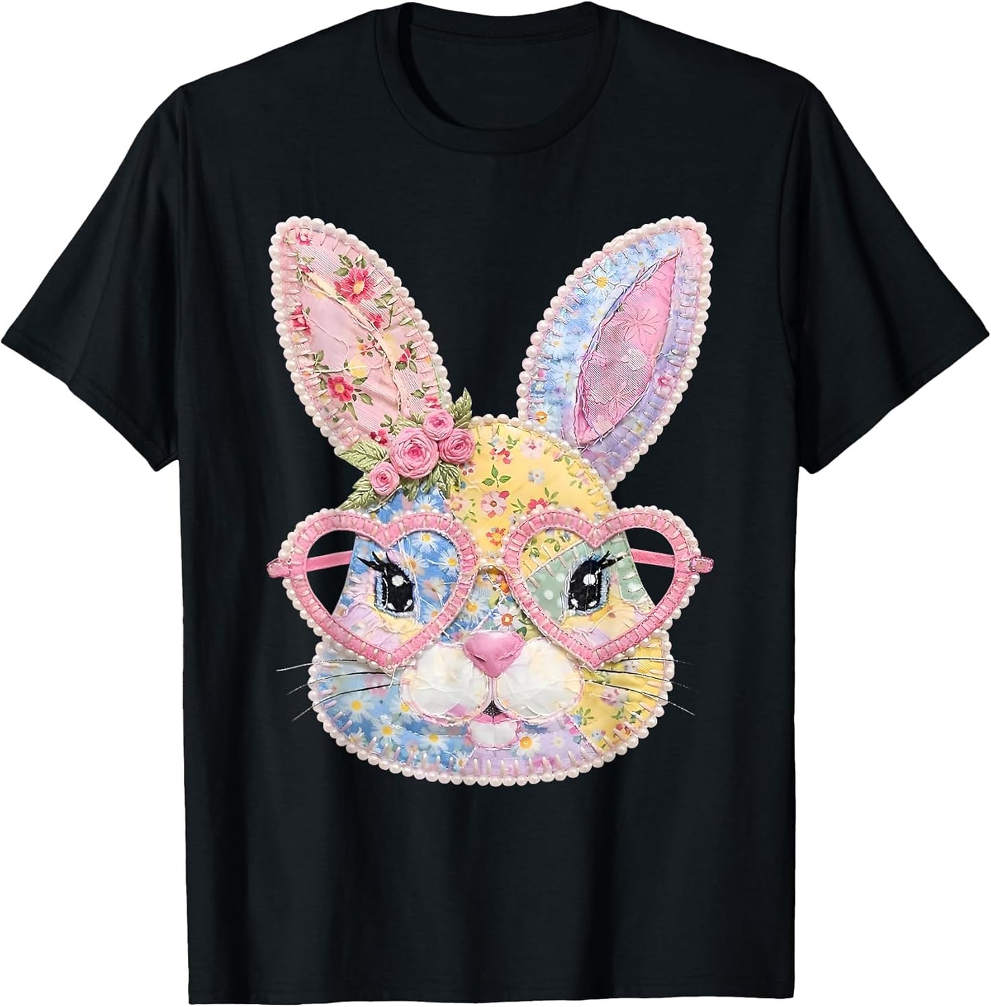 Funny Bunny Face Glasses Floral Rabbit Easter Day Unisex T-shirt, Sweatshirt, Hoodie, Long Sleeve Tee - T-Shirt, Sweatshirt, Hoodie