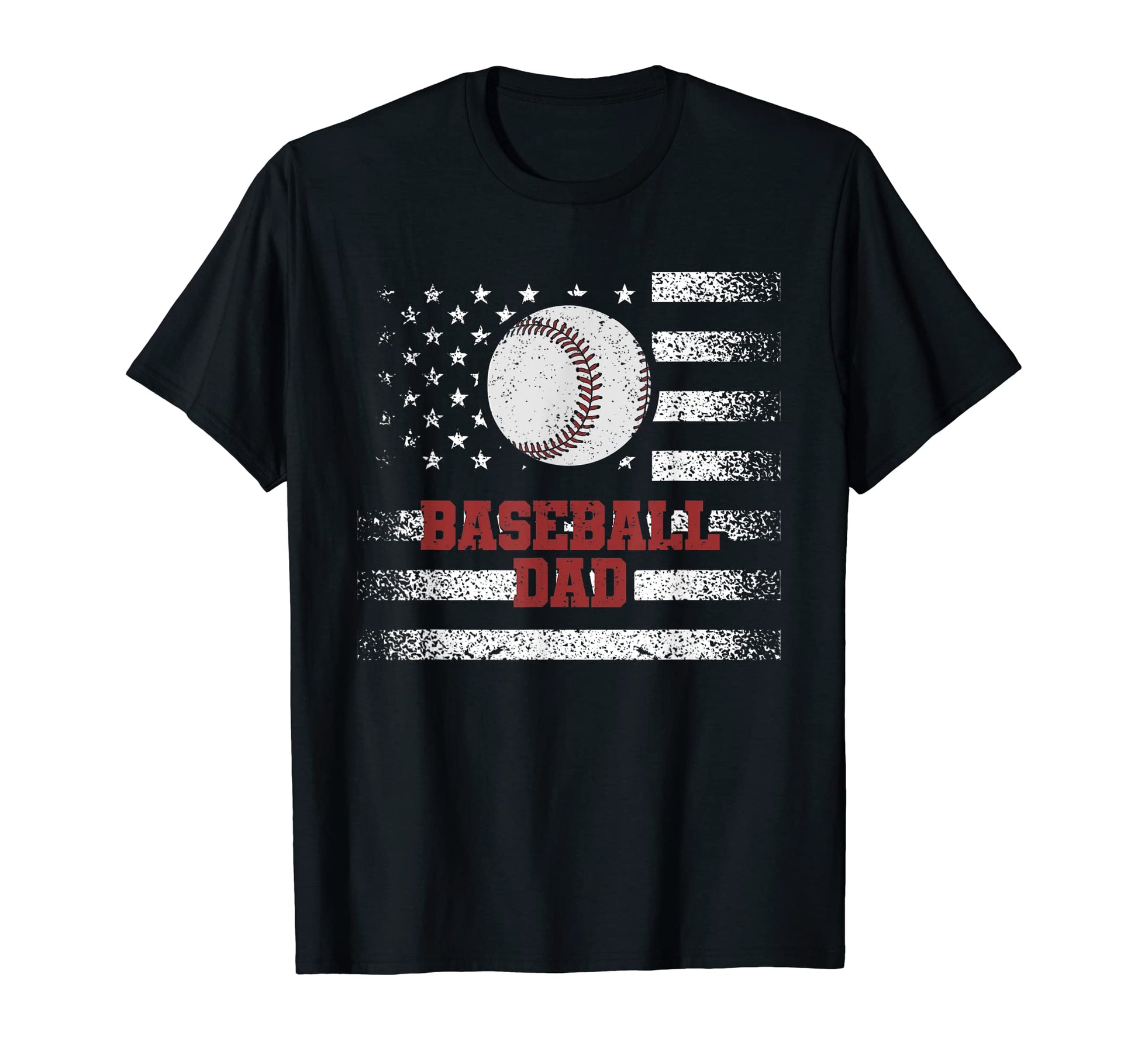 Mens Baseball Dad Usa American Flag T-Shirt - Custom Art Print Men Women - T-Shirt, Sweatshirt, Hoodie