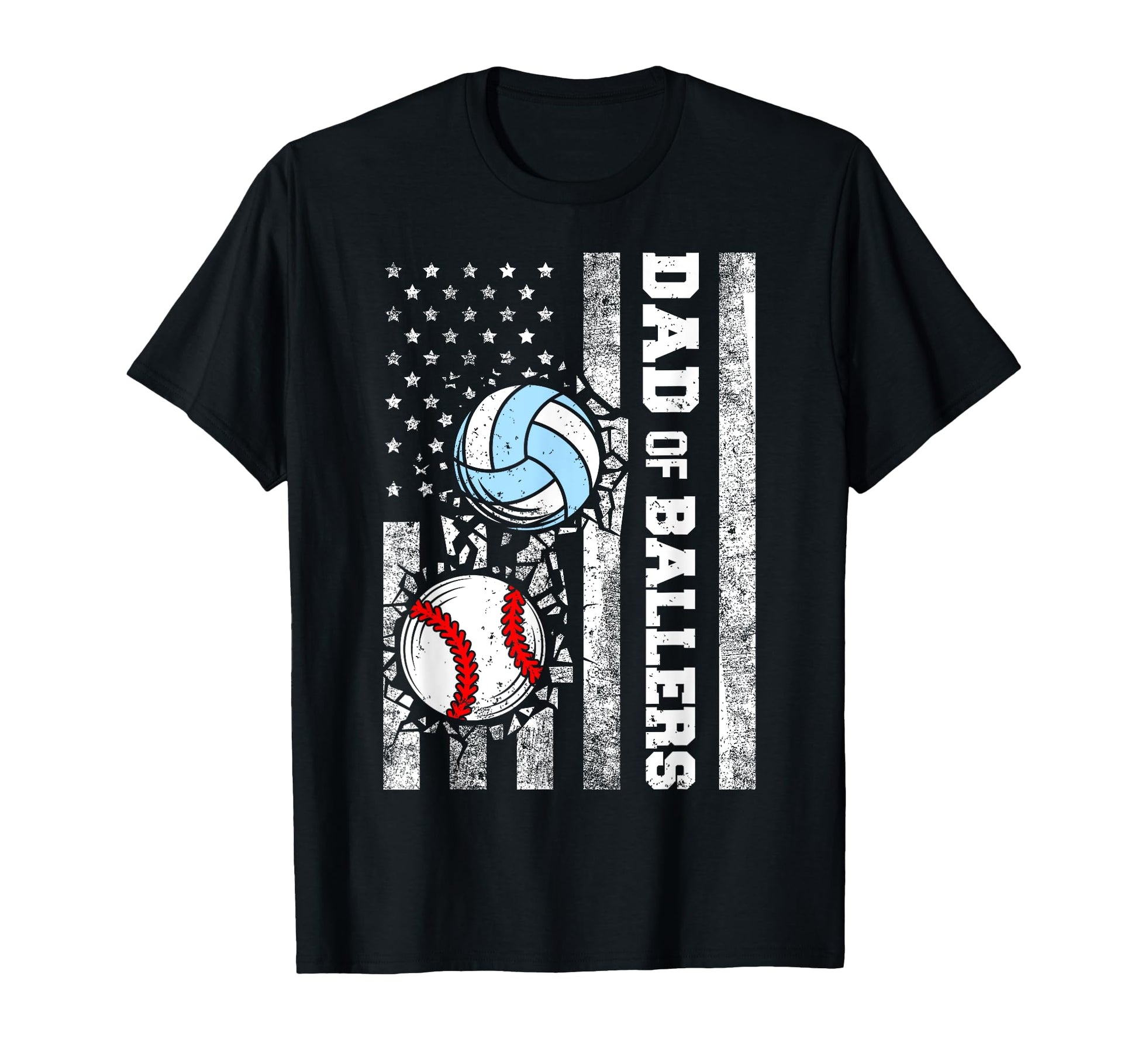 Dad Ballers Funny Usa Flag Baseball T-Shirt - Fun Novelty Design Men Women - T-Shirt, Sweatshirt, Hoodie