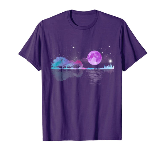 Acoustic Guitar Lake Shadow Nature T-Shirt - Aesthetic Graphic Unisex - T-Shirt, Sweatshirt, Hoodie