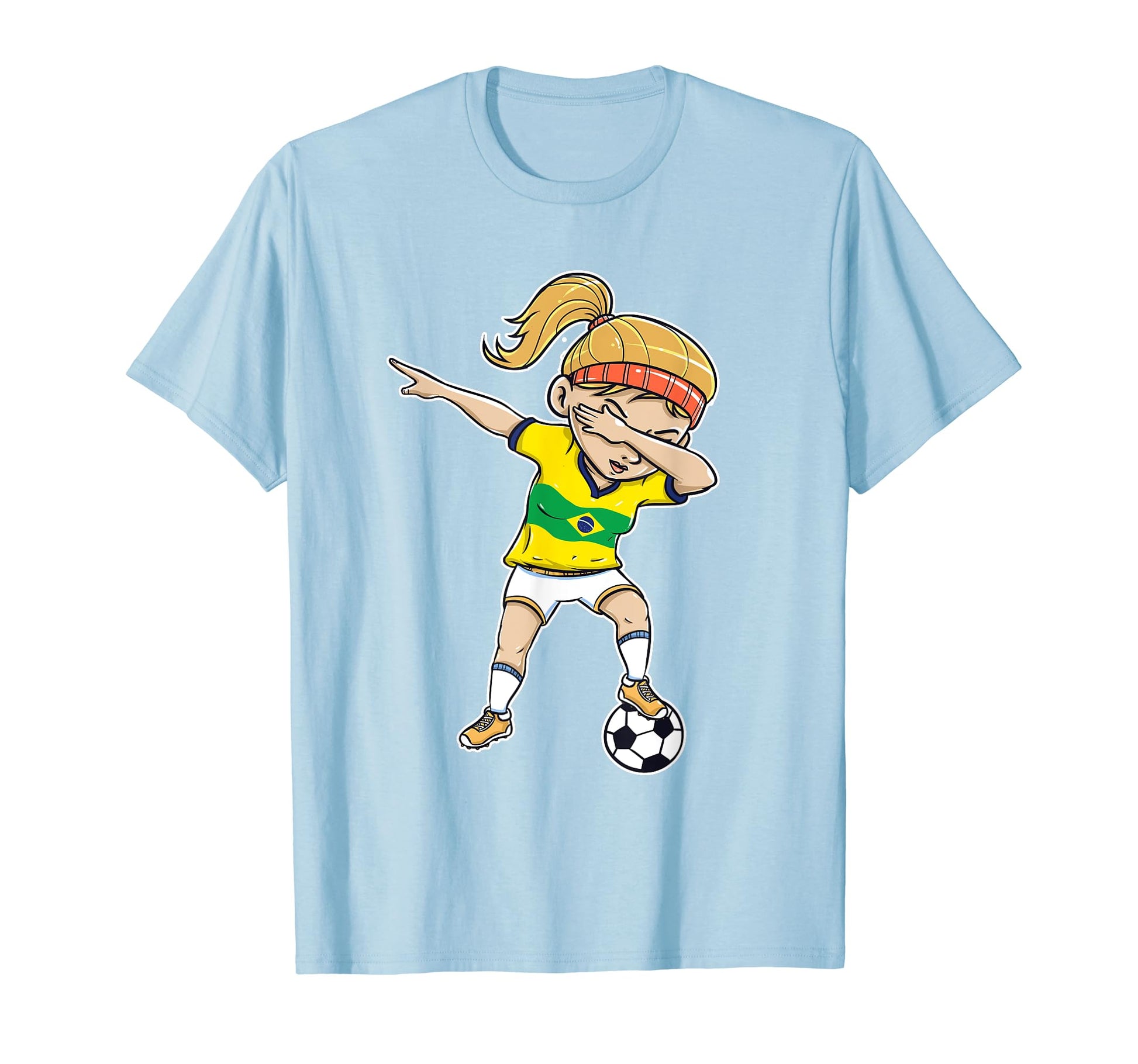 Dabbing Soccer Player Funny Brazil T-Shirt - Minimalist Print for Adults - T-Shirt, Sweatshirt, Hoodie