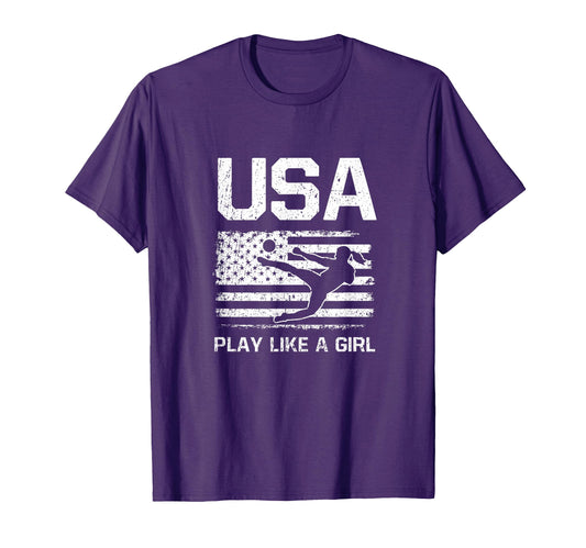 American Flag Patriotic Usa Soccer Play T-Shirt - Unique Graphic Unisex - T-Shirt, Sweatshirt, Hoodie