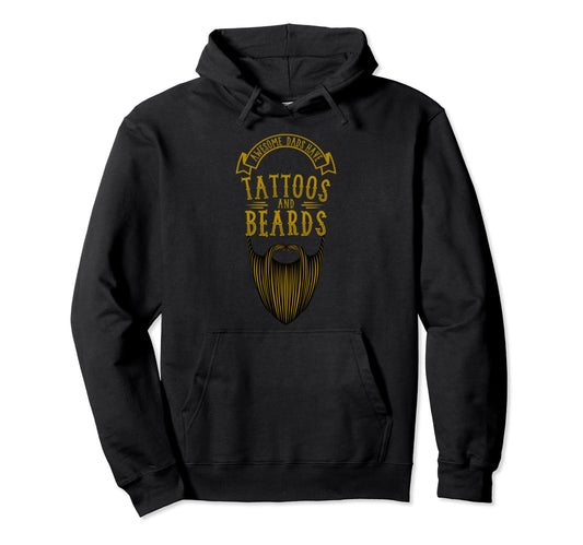 Awesome Dads Have Tattoos And Beards Funny Hoodie - Unique Graphic Unisex - T-Shirt, Sweatshirt, Hoodie
