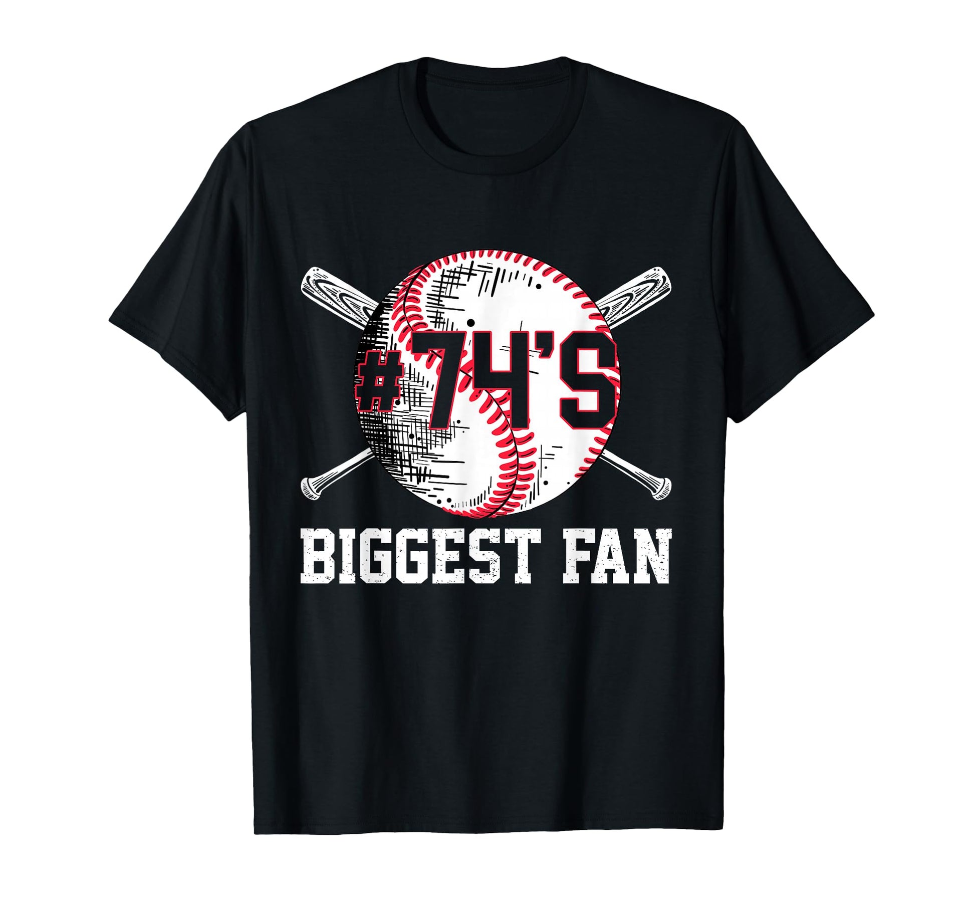 Number 74 Baseball Biggest Fan Mom T-Shirt - Novelty Apparel for Adults - T-Shirt, Sweatshirt, Hoodie
