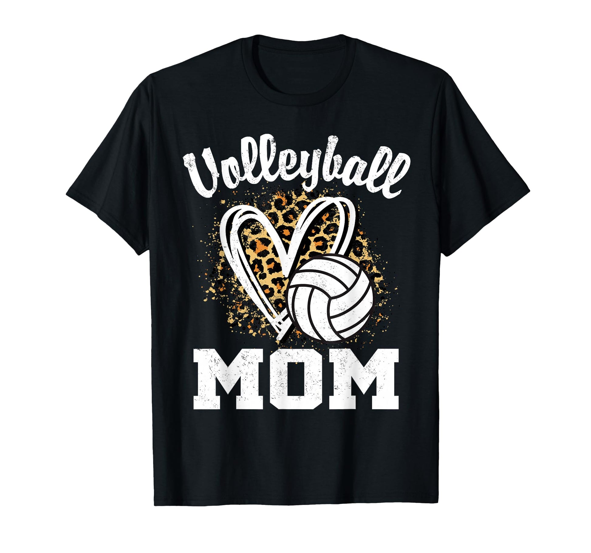 Volleyball Mom Leopard Heart T-Shirt - Graphic Print for Adults - T-Shirt, Sweatshirt, Hoodie