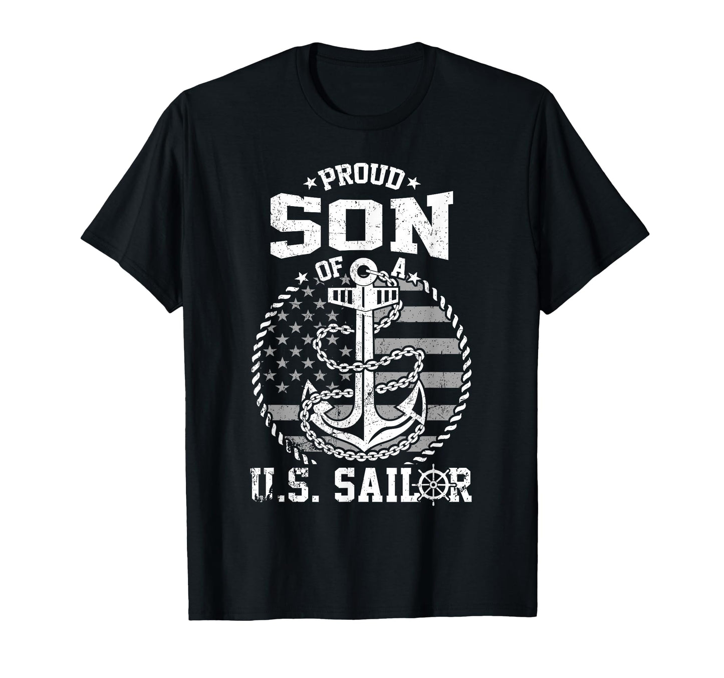 Proud Son Us Sailor Anchor Flag Usa T-Shirt - Graphic Print for Adults - T-Shirt, Sweatshirt, Hoodie