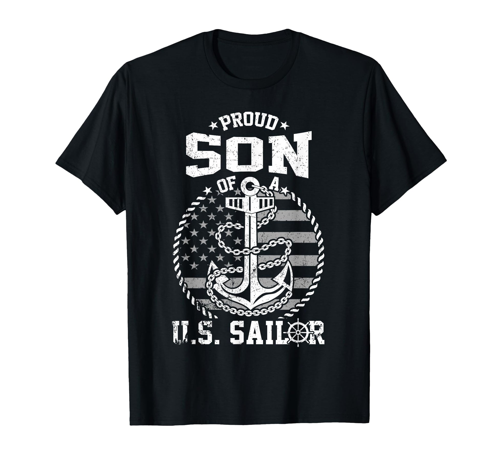 Proud Son Us Sailor Anchor Flag Usa T-Shirt - Graphic Print for Adults - T-Shirt, Sweatshirt, Hoodie