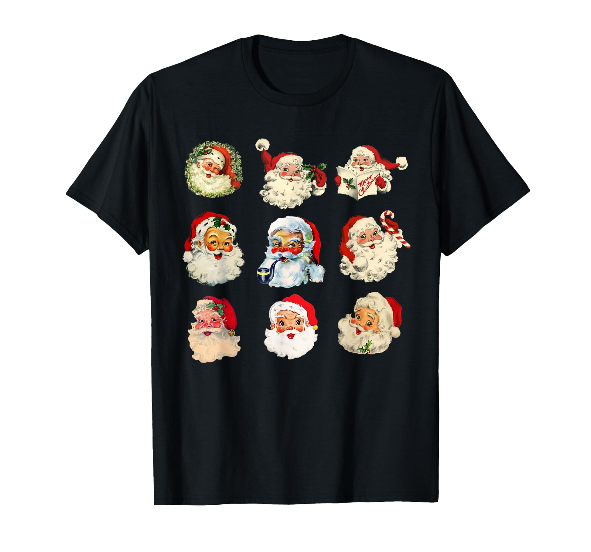 Santa Claus Faces Funny Old Fashioned T-Shirt - Casual Everyday Wear Unisex - T-Shirt, Sweatshirt, Hoodie
