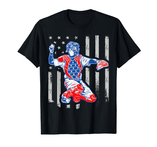American Baseball Catcher Usa T-Shirt - Casual Everyday Wear Men Women - T-Shirt, Sweatshirt, Hoodie