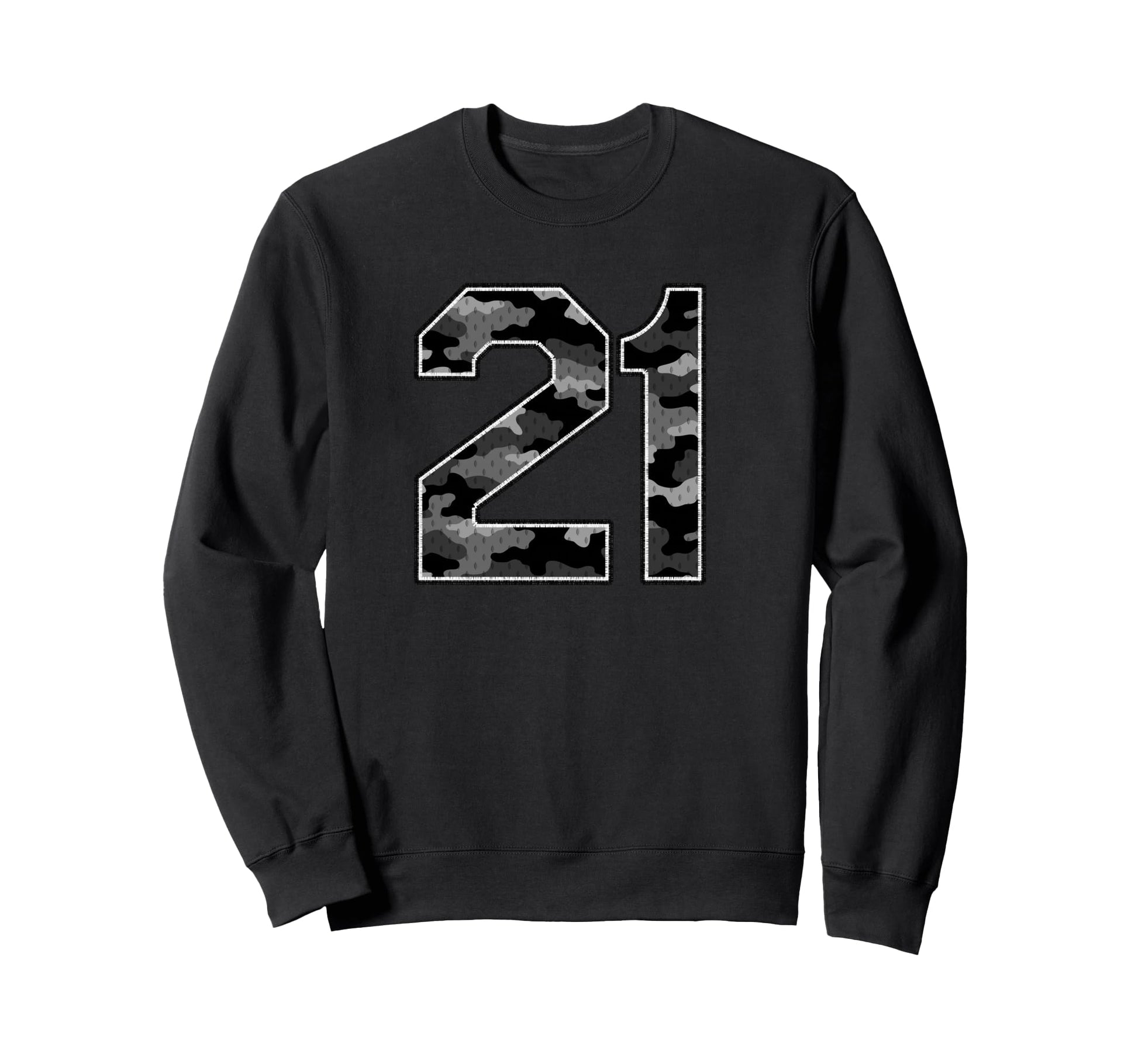 Black Camo Number 21 Athlete Sports Sweatshirt - Novelty Apparel Men Women - T-Shirt, Sweatshirt, Hoodie