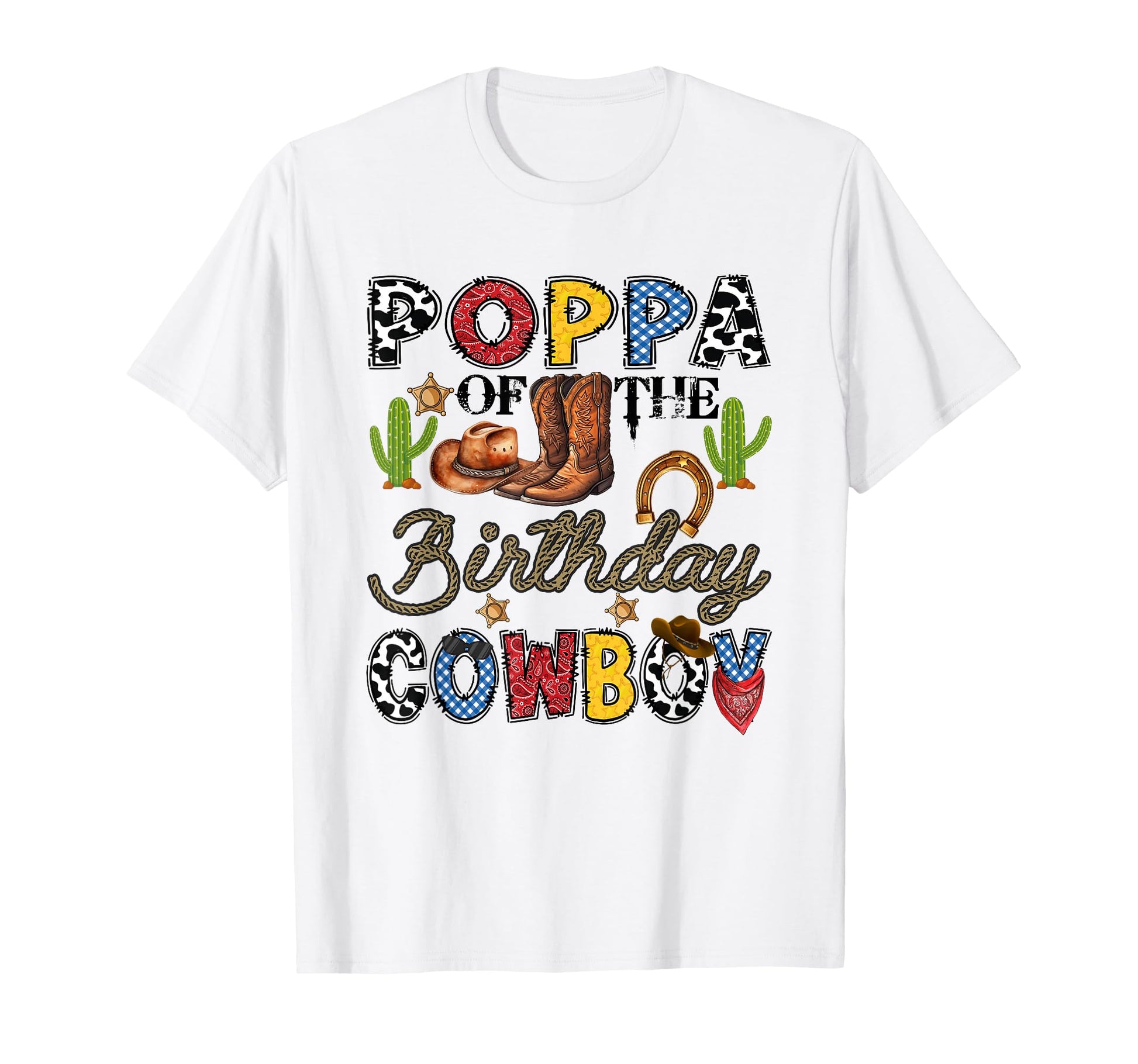 Poppa Birthday Cowboy Western T-Shirt - Minimalist Print for Adults - T-Shirt, Sweatshirt, Hoodie