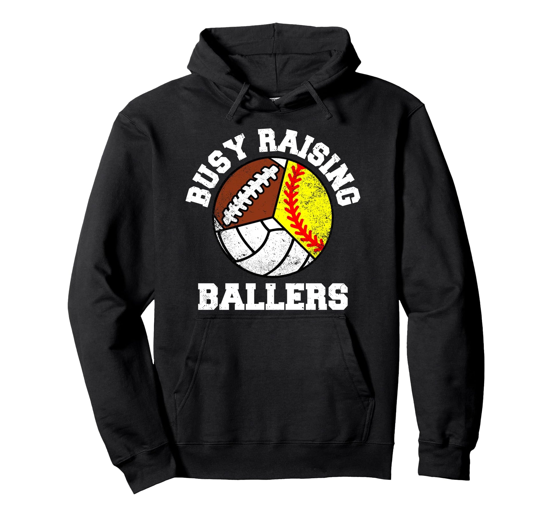 Busy Raising Ballers Funny Softball Hoodie - Aesthetic Graphic Unisex - T-Shirt, Sweatshirt, Hoodie