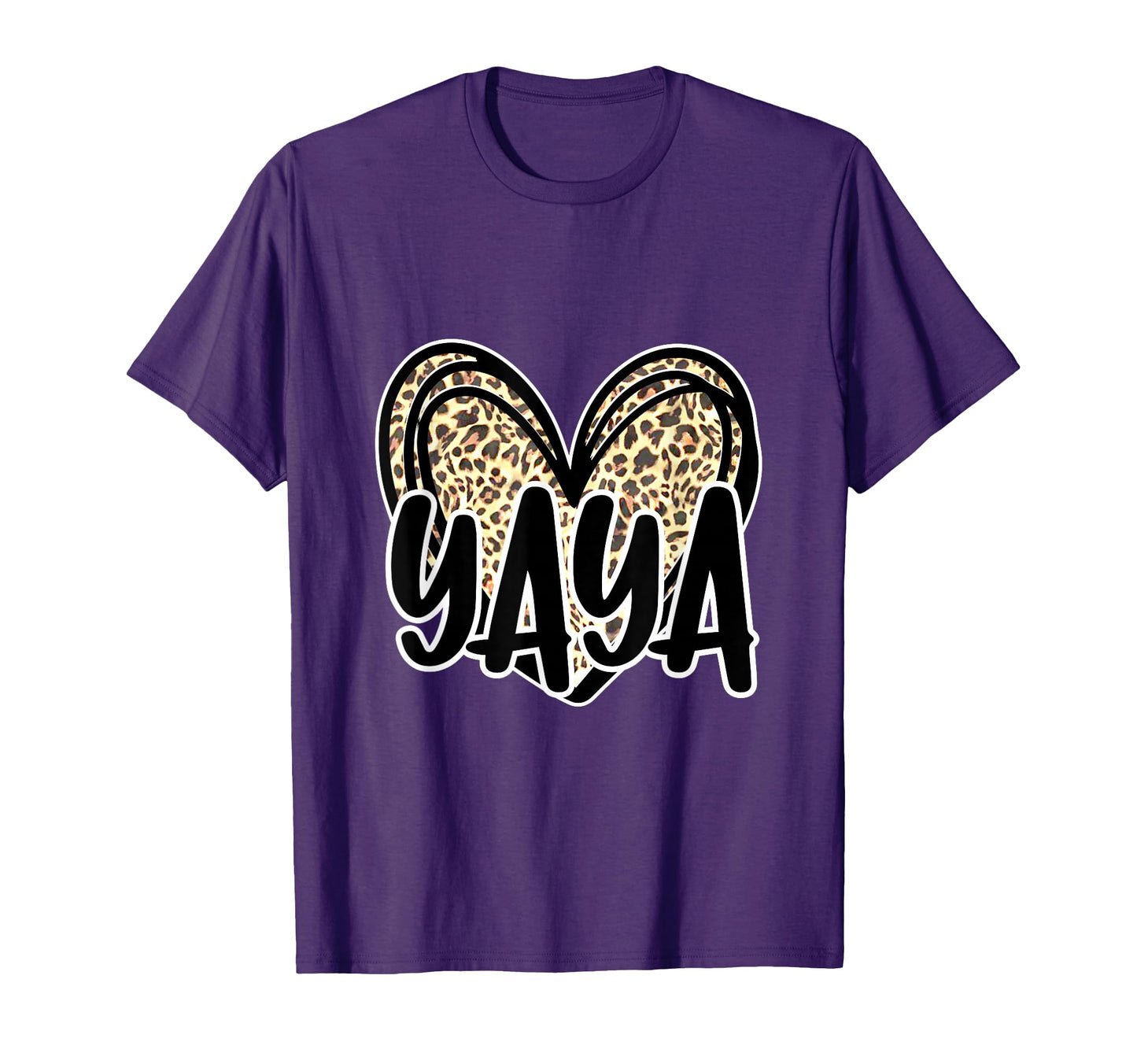 Yaya Womens Leopard Cheetah Heart T-Shirt - Novelty Apparel for Adults - T-Shirt, Sweatshirt, Hoodie