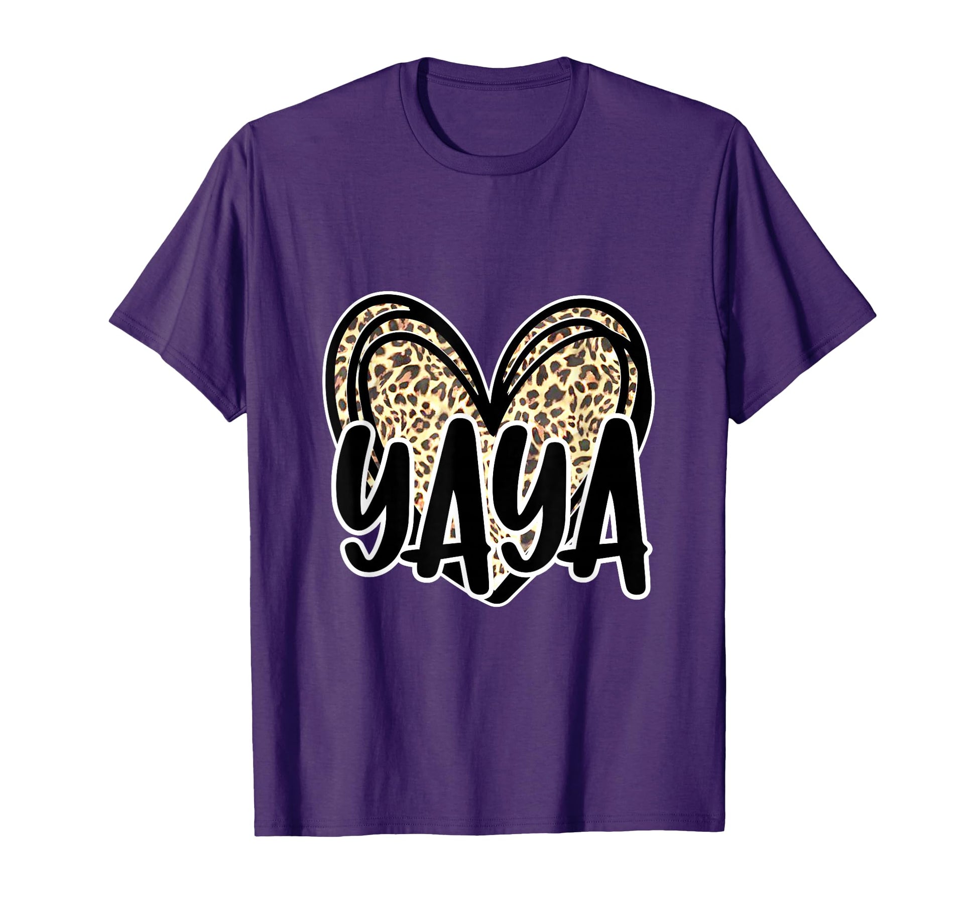 Yaya Womens Leopard Cheetah Heart T-Shirt - Novelty Apparel for Adults - T-Shirt, Sweatshirt, Hoodie