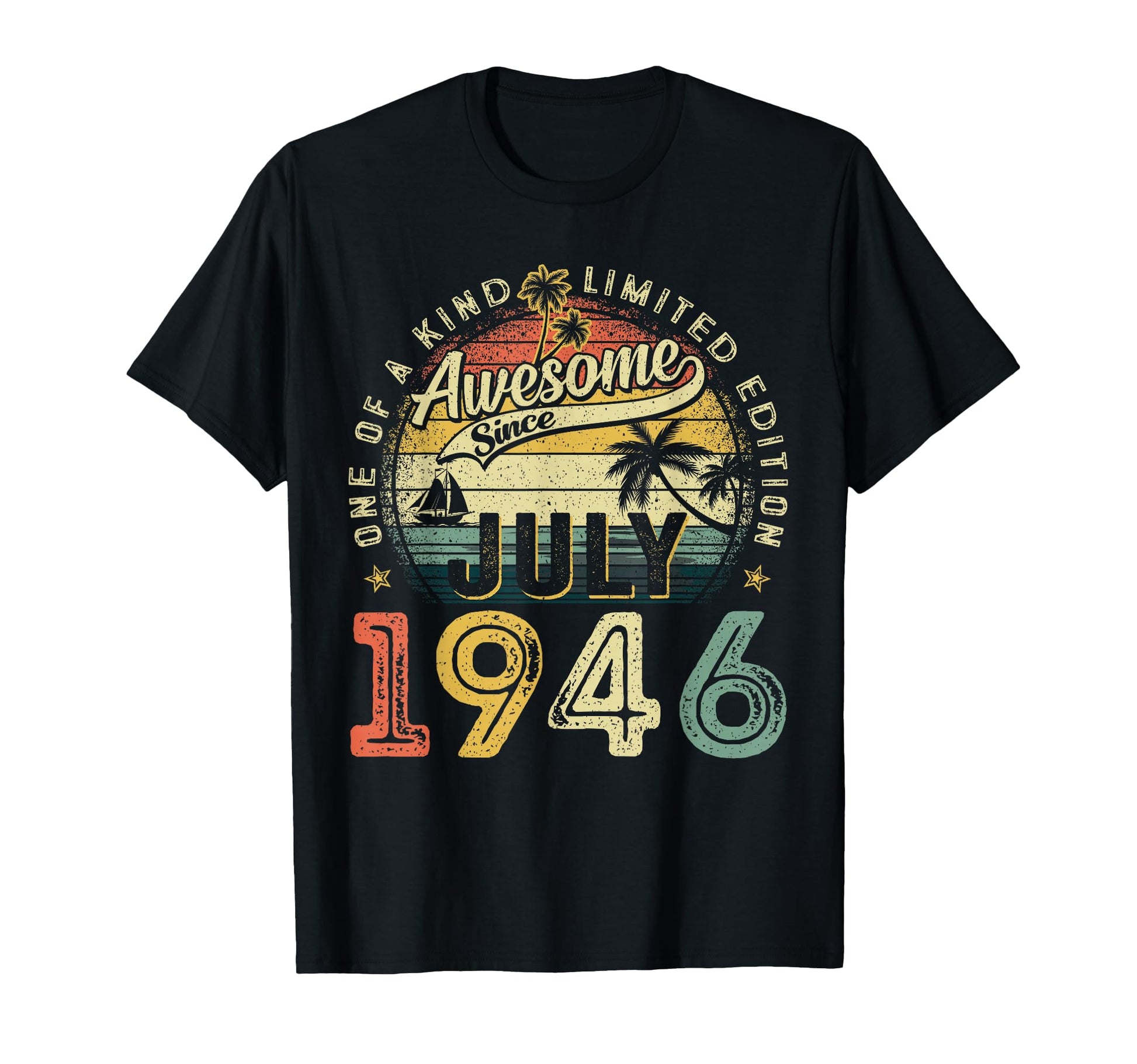 Awesome Since July 1946 80Th Birthday T-Shirt - Minimalist Print Men Women - T-Shirt, Sweatshirt, Hoodie