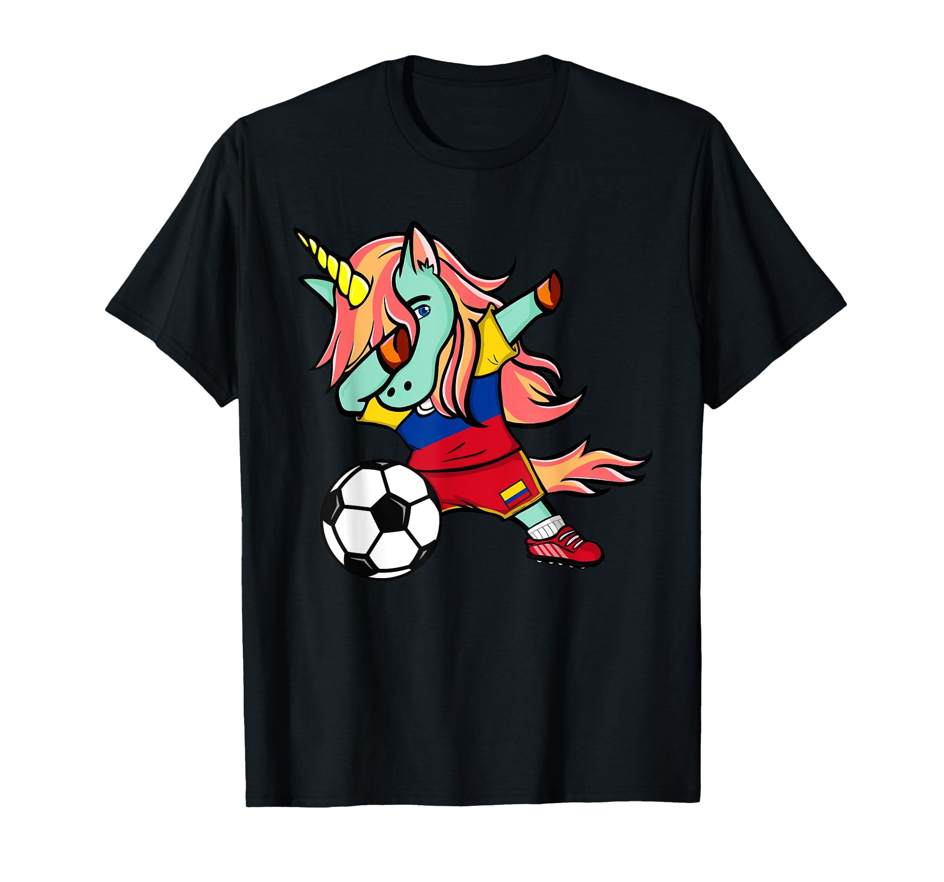 Dabbing Unicorn Colombia Soccer Fans T-Shirt - Trendy Graphic Unisex - T-Shirt, Sweatshirt, Hoodie