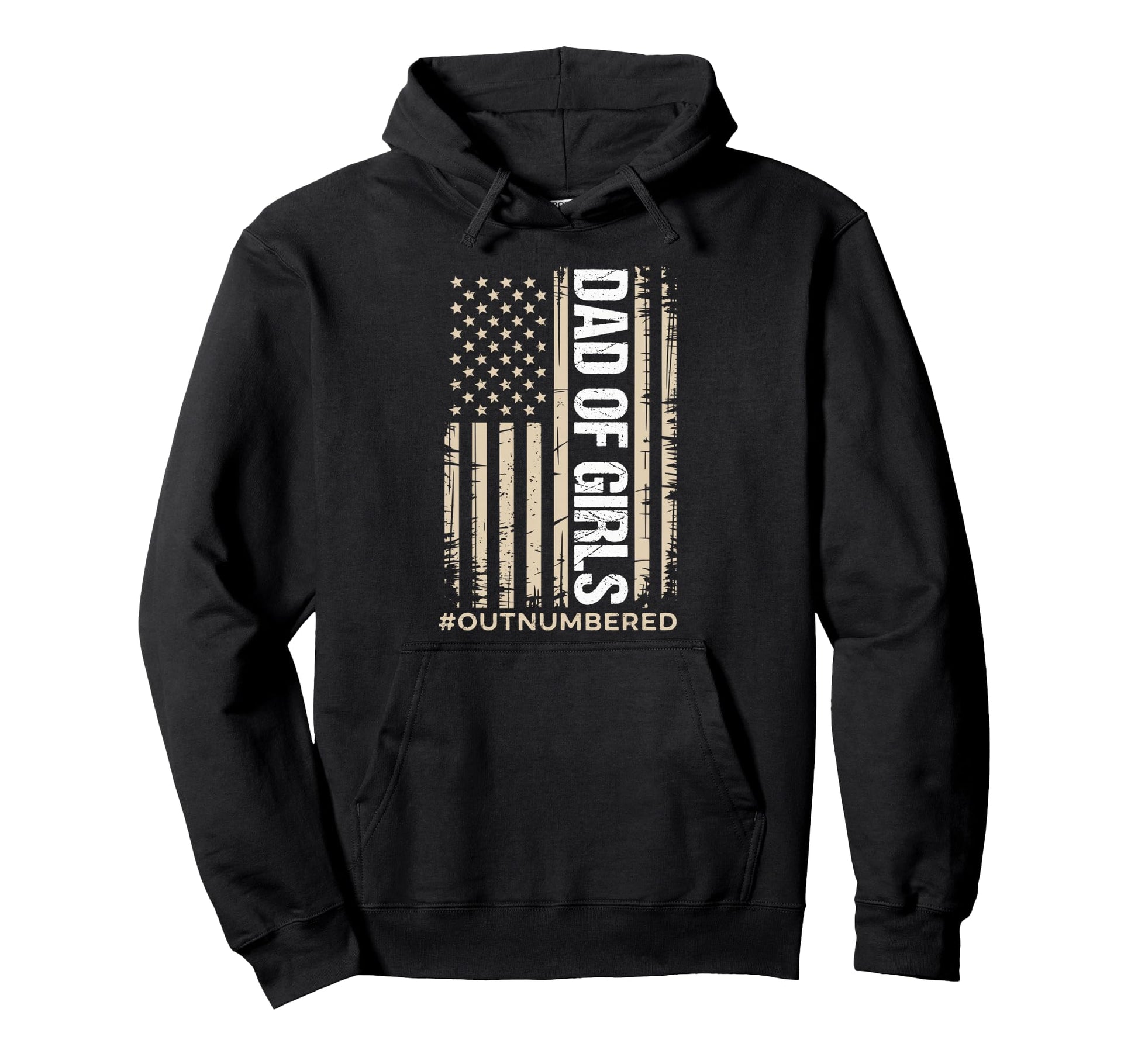 Dad Outnumbered Distressed Us Flag Hoodie - Fun Novelty Design Unisex - T-Shirt, Sweatshirt, Hoodie