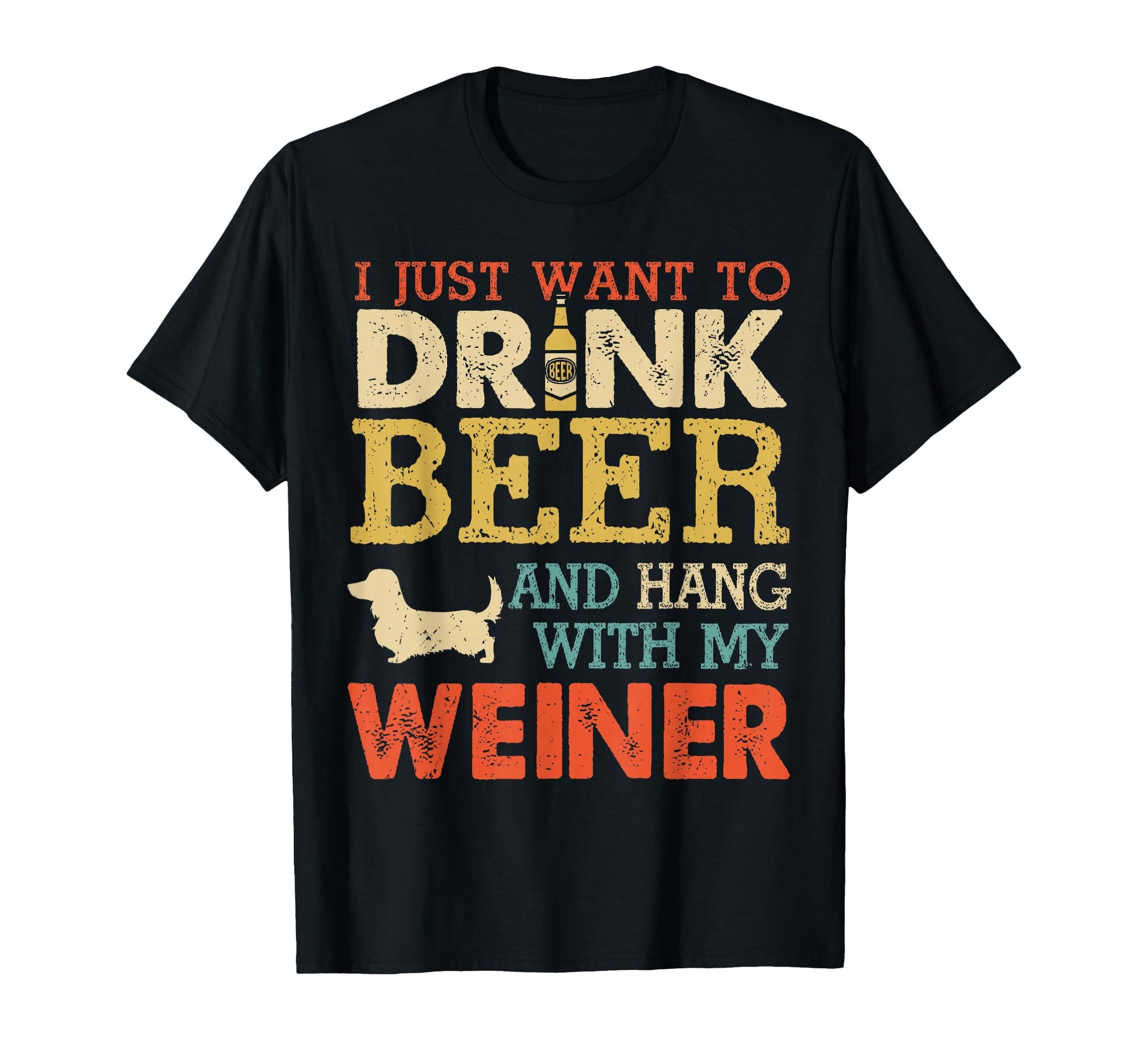 Weiner Dachshund Dad Drink Beer Hang T-Shirt - Unique Graphic for Adults - T-Shirt, Sweatshirt, Hoodie