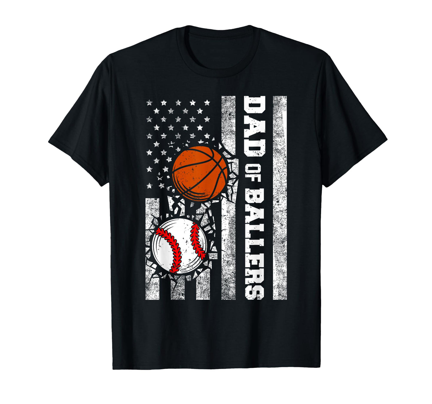 Dad Ballers Funny Usa Flag Baseball T-Shirt - Novelty Apparel for Adults - T-Shirt, Sweatshirt, Hoodie