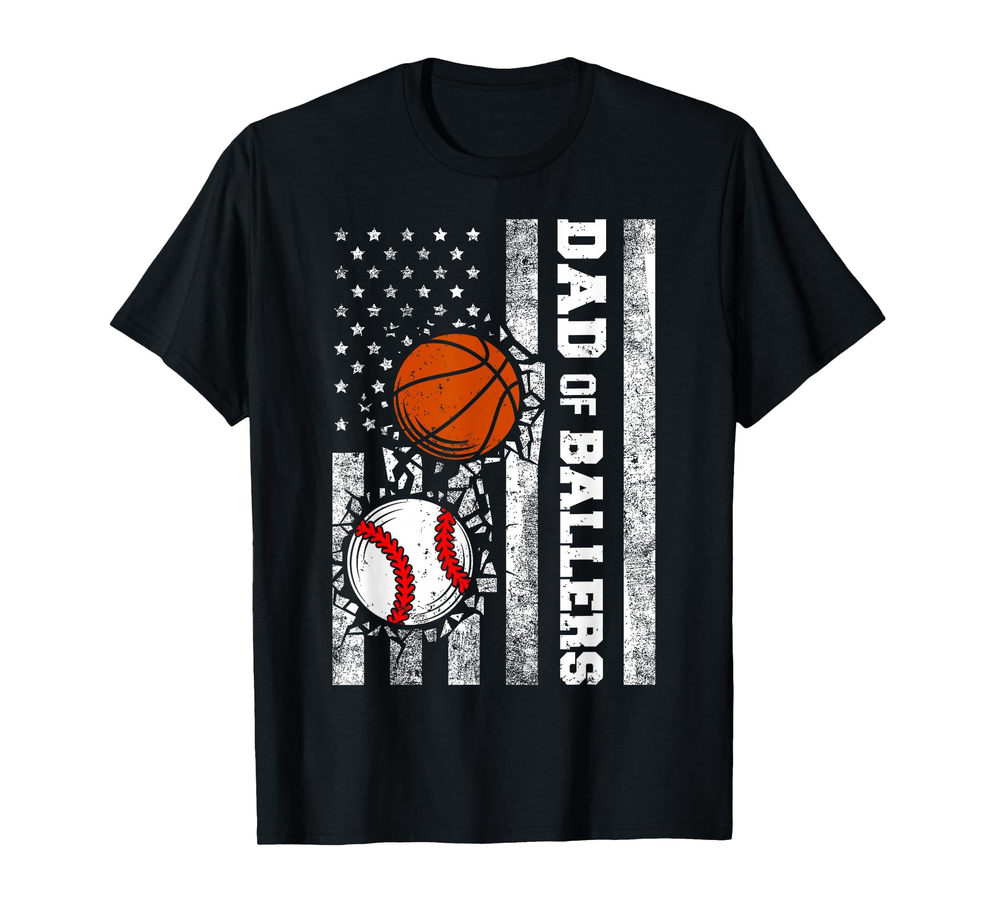 Dad Ballers Funny Usa Flag Baseball T-Shirt - Novelty Apparel for Adults - T-Shirt, Sweatshirt, Hoodie