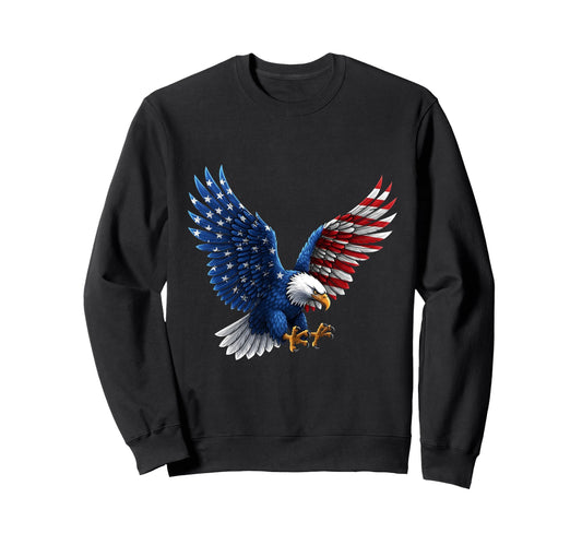 American Flag Bald Eagle Sweatshirt - Streetwear Style for Adults - T-Shirt, Sweatshirt, Hoodie