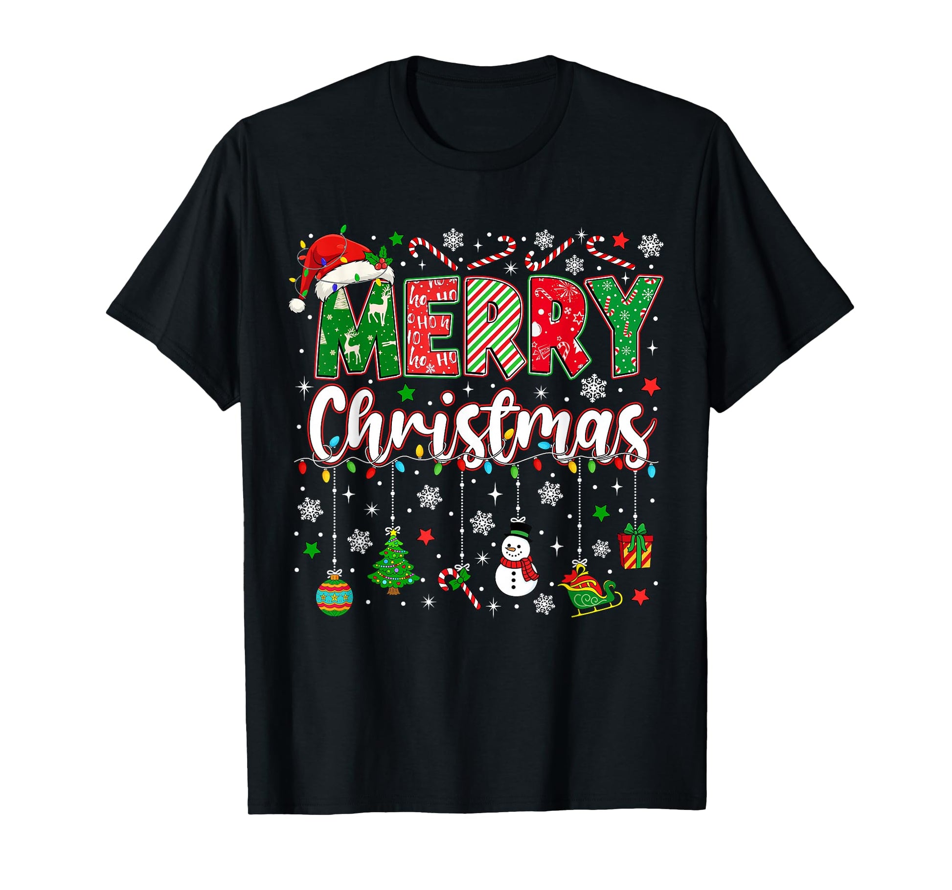 Merry Red Santa Hat Reindeer Matching T-Shirt - Unique Graphic Unisex - T-Shirt, Sweatshirt, Hoodie