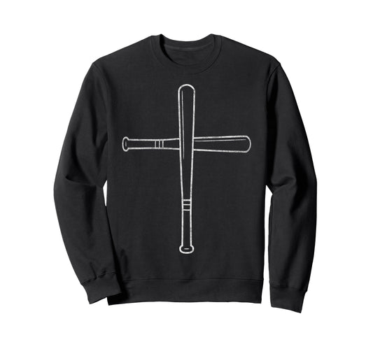 Baseball Bat Cross Christian Player Sweatshirt - Custom Art Print Unisex - T-Shirt, Sweatshirt, Hoodie
