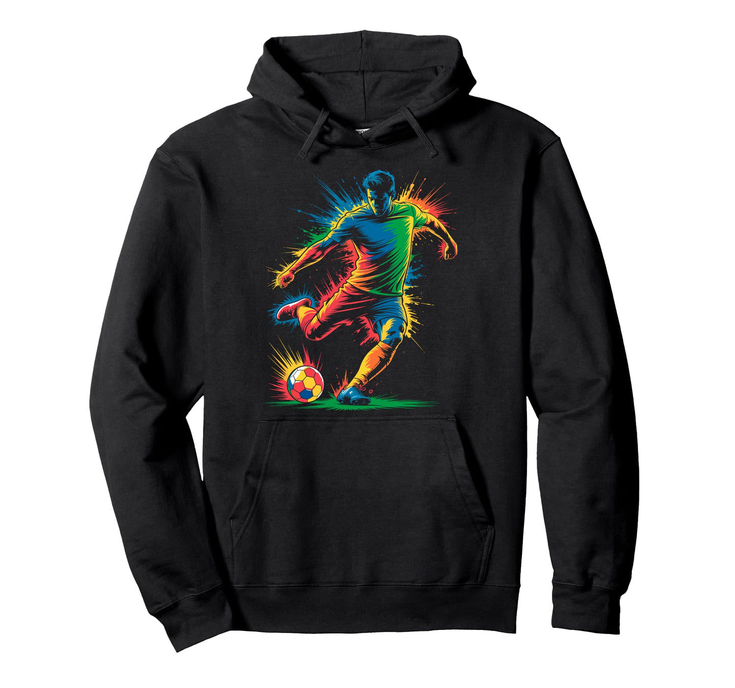 Colorful Funny Soccer Player Fan Hoodie - Aesthetic Graphic for Adults - T-Shirt, Sweatshirt, Hoodie