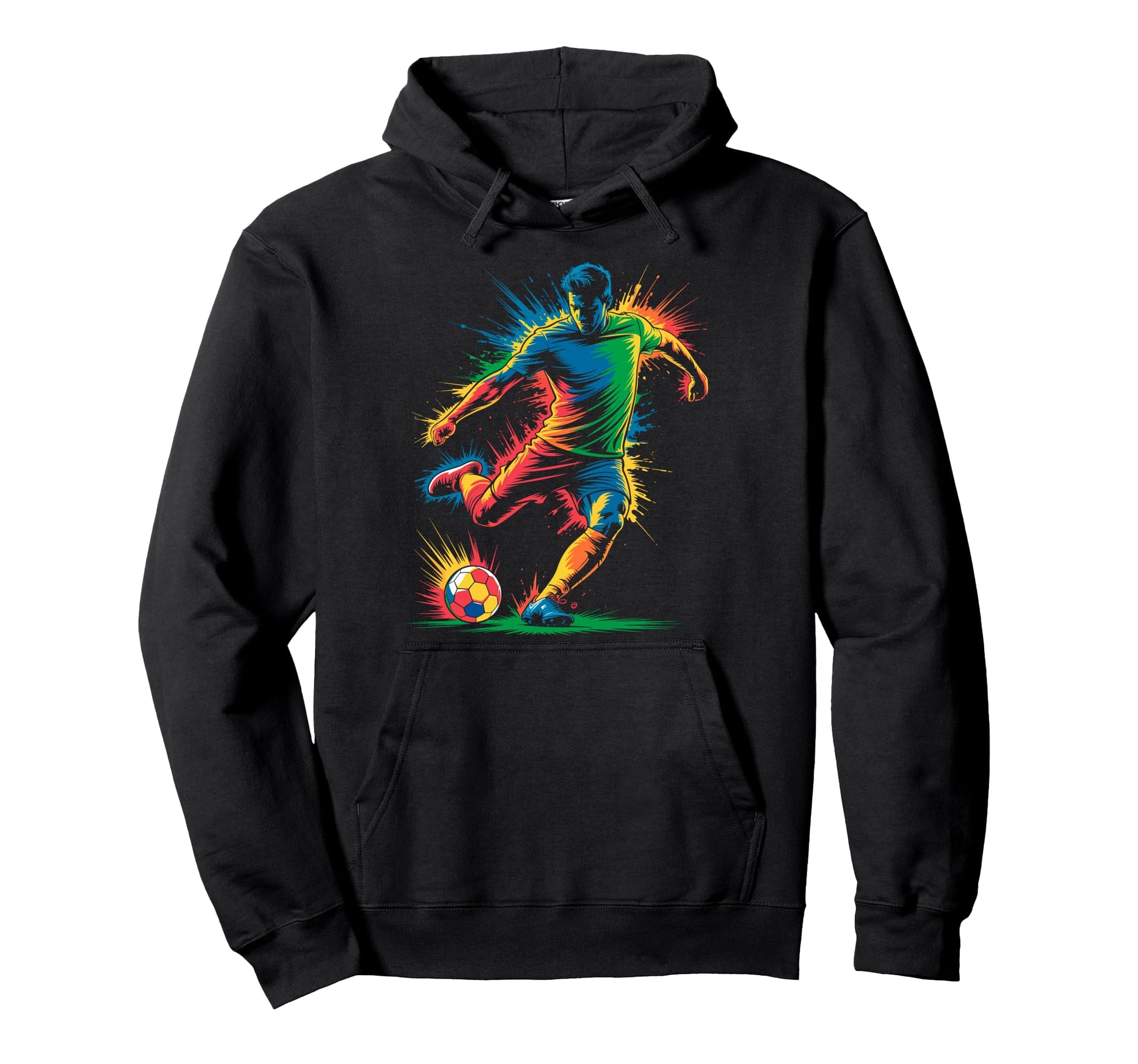 Colorful Funny Soccer Player Fan Hoodie - Aesthetic Graphic for Adults - T-Shirt, Sweatshirt, Hoodie