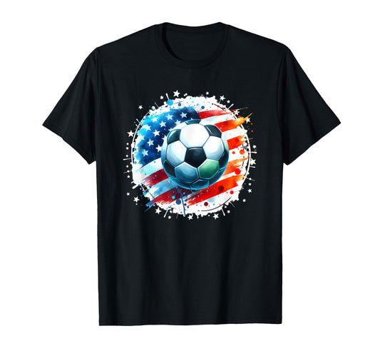 American Flag Soccer Player Soccer T-Shirt - Aesthetic Graphic for Adults - T-Shirt, Sweatshirt, Hoodie